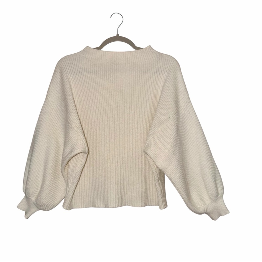 Line & Dot Mock Neck Balloon Sleeves Sweater Size Small